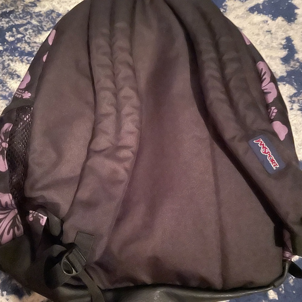 Jansport Luau Life 17” Black and Purple Floral Backpack - Picture 3 of 5